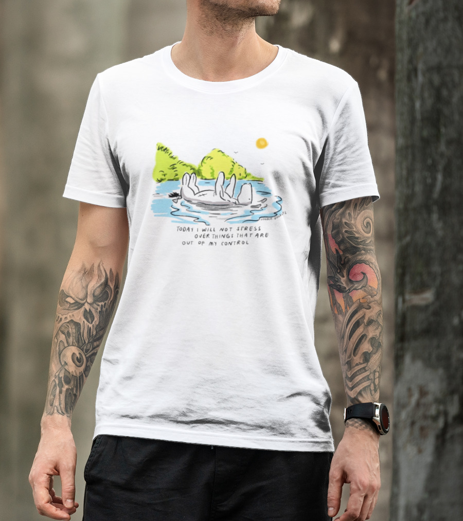 Eeyore Floating Relaxed With Sun Today I Will Not Stress Over Things That Are Out Of My Control T-Shirt