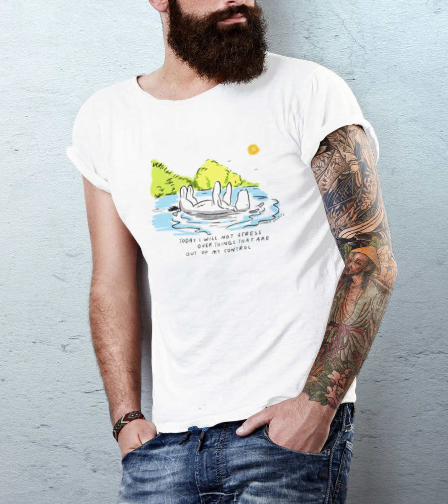 Eeyore Floating Relaxed With Sun Today I Will Not Stress Over Things That Are Out Of My Control T-Shirt
