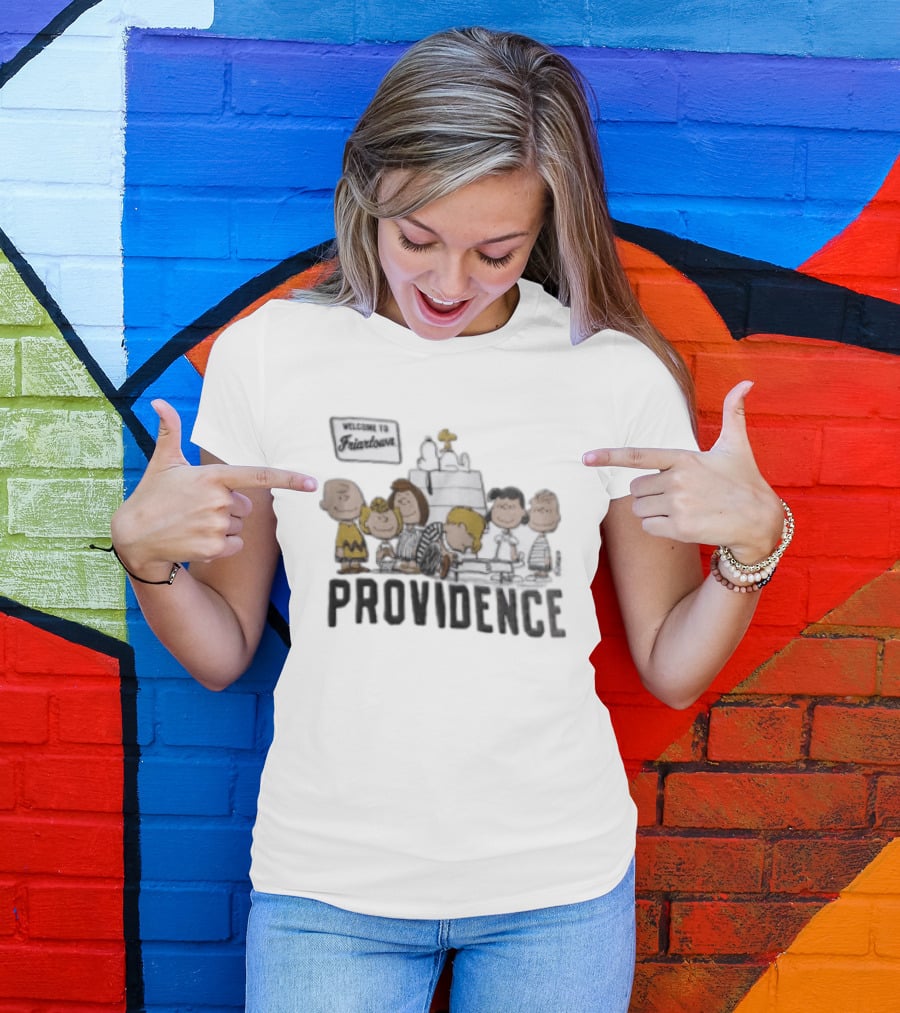 Peanuts X Providence Welcome To Friartown Charlie Brown Snoopy Woodstock Lucy Linus T-Shirt