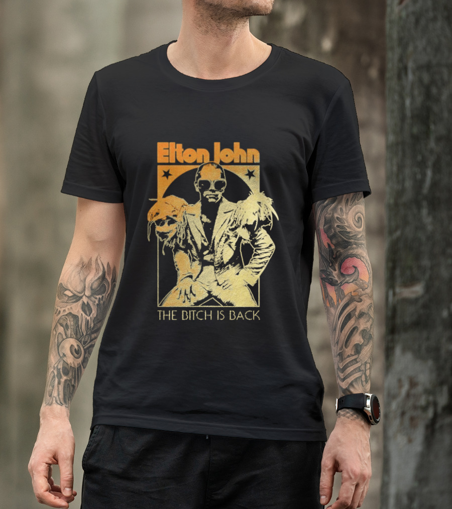 Elton John The Bitch Is Back Retro Style Gold T-Shirt