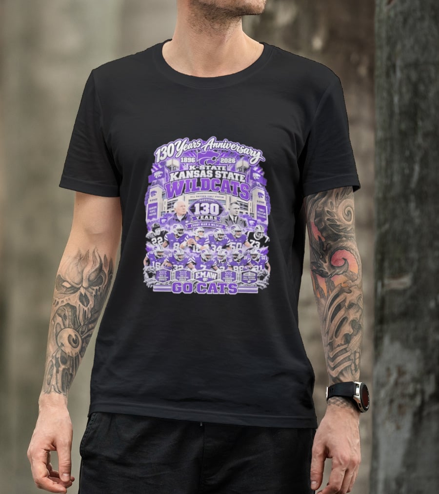 Kansas State Wildcats 130 Years Anniversary Every Man A Wildcat Bill Snyder Family Stadium Go Cats T-Shirt