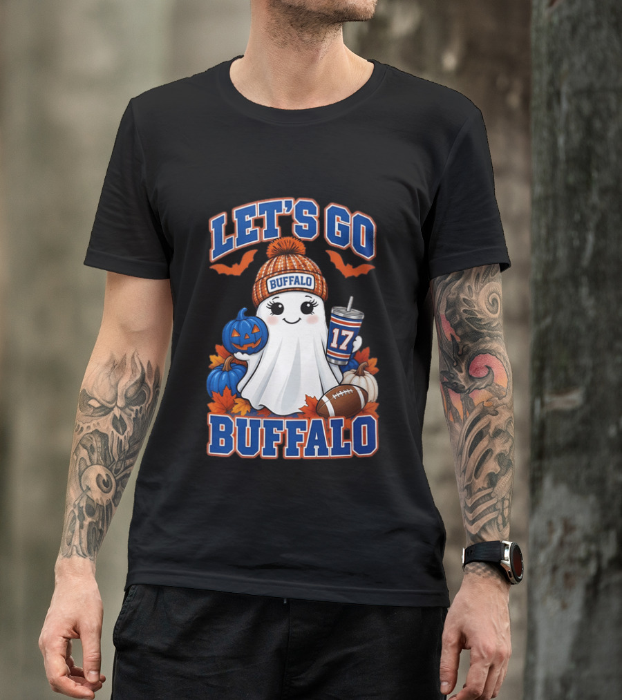 Let's Go Buffalo Halloween Ghost Football Festive Pumpkins 2026 T-Shirt