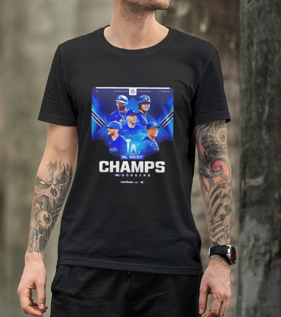 Los Angeles Dodgers NL West Champs 2026 Postseason Player Collage T-Shirt