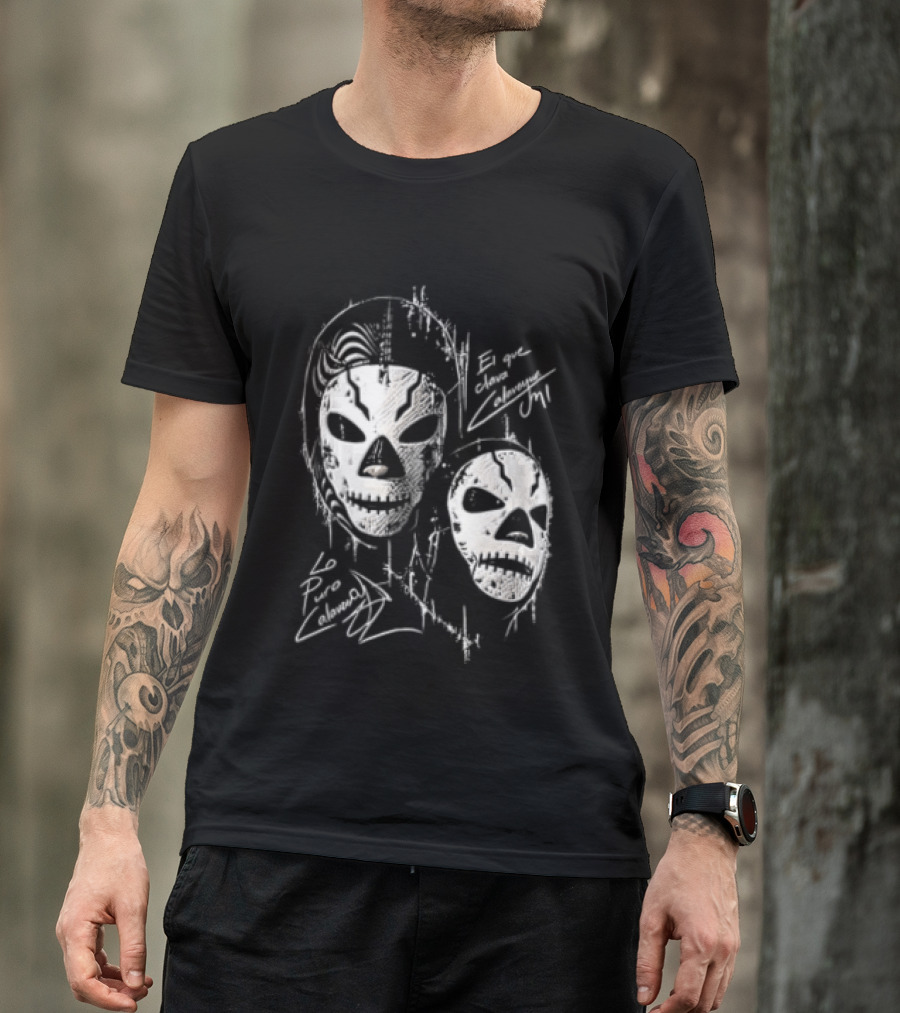 El Que Clava Calavera Mi Lo Puro Calavera Lucha Libre Skull Masks T-Shirt