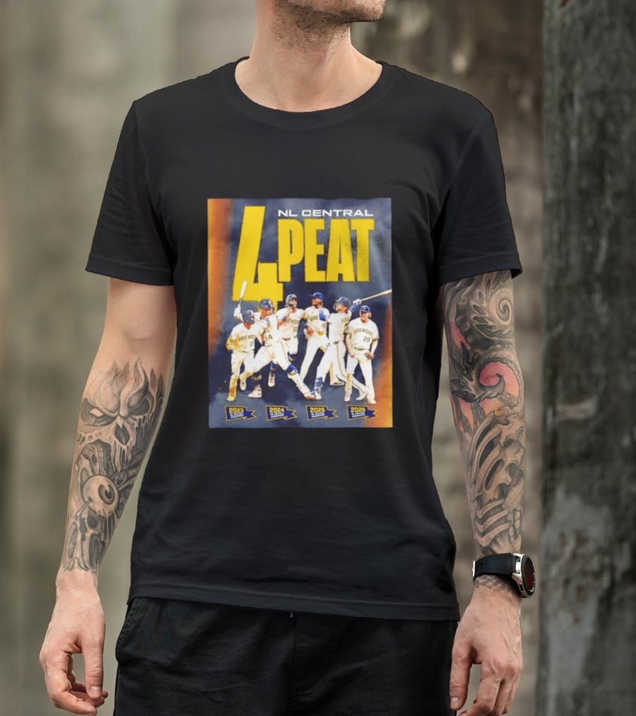 Milwaukee Brewers 4 Peat NL Central Champs 2023 2026 Players Edition T-Shirt