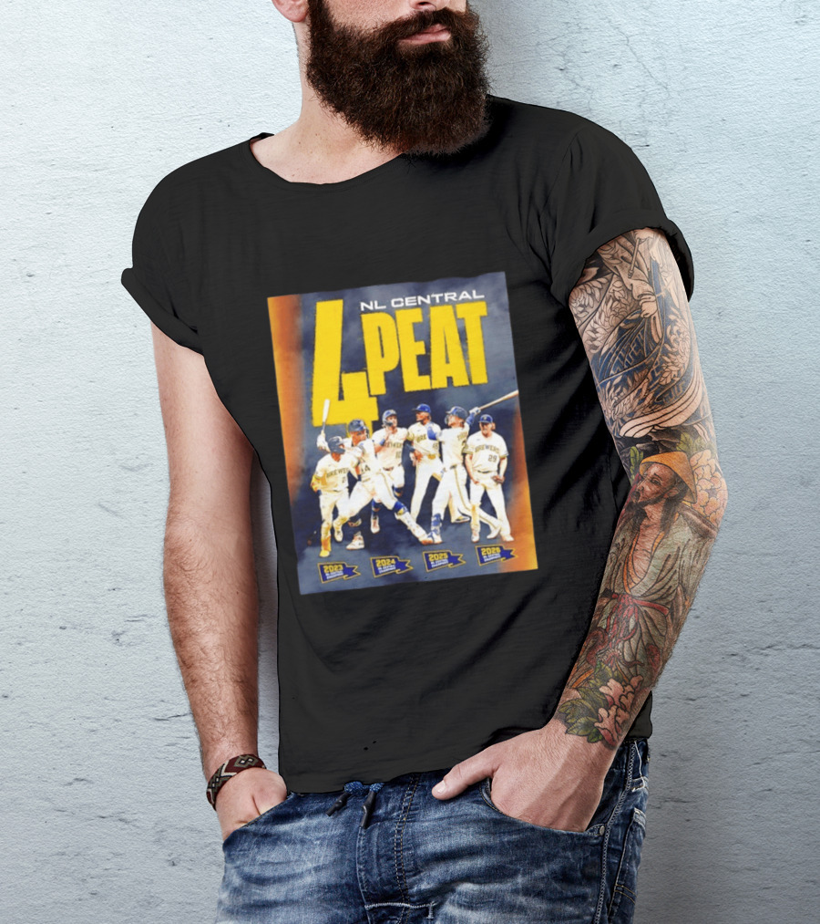 Milwaukee Brewers 4 Peat NL Central Champs 2023 2026 Players Edition T-Shirt