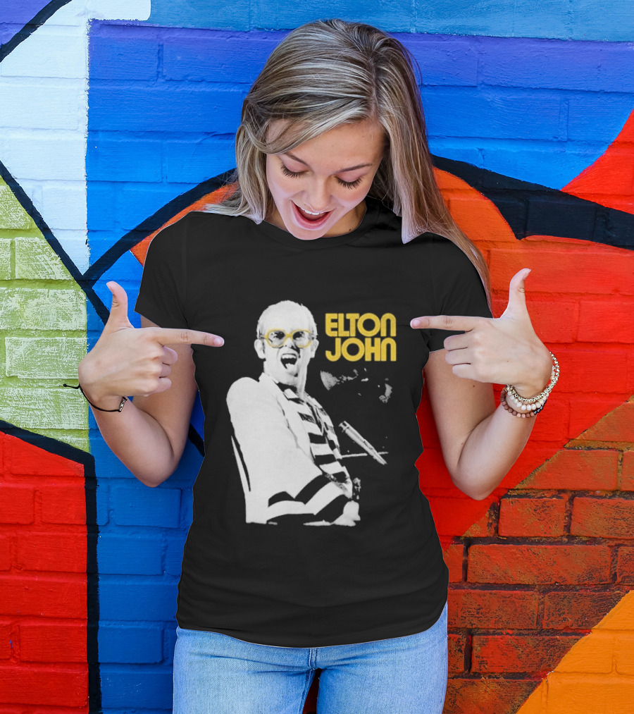 Elton John Classic Concert Series Iconic Glasses And Microphone T-Shirt