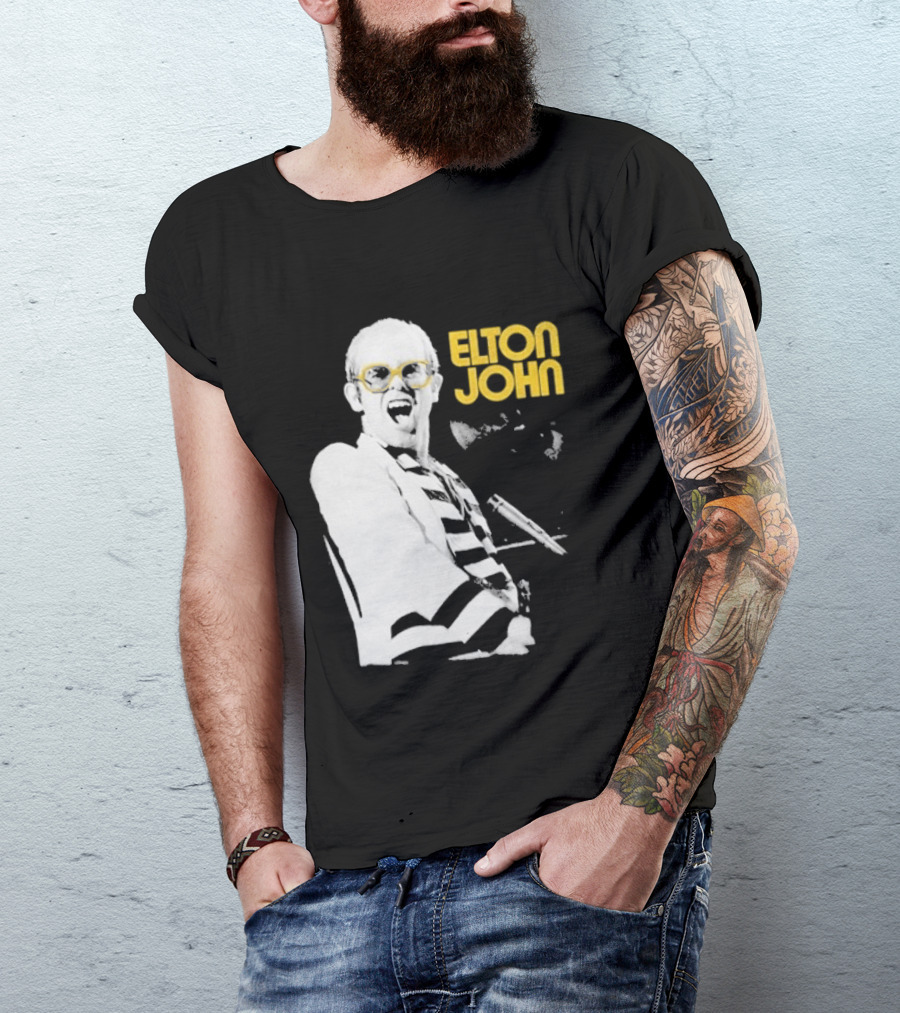 Elton John Classic Concert Series Iconic Glasses And Microphone T-Shirt