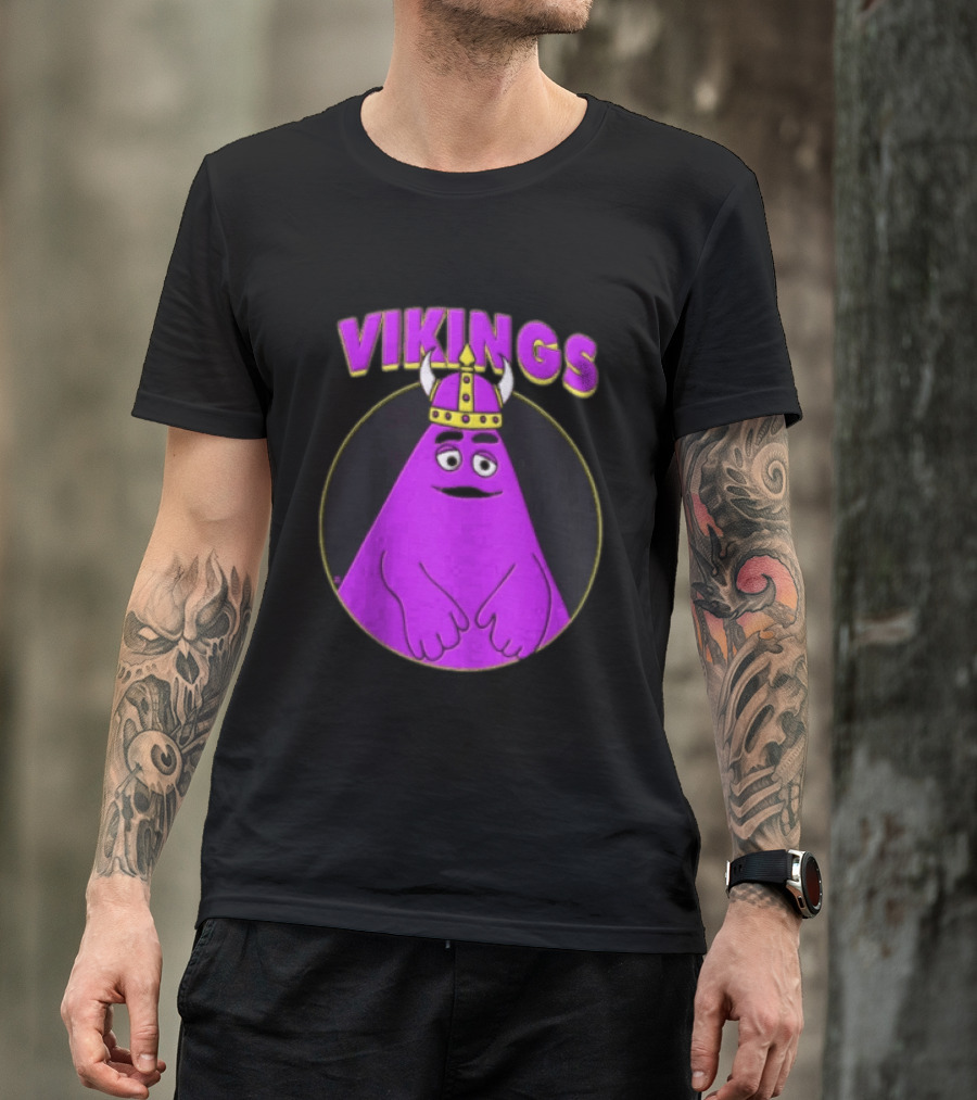 Vikings Purple Character With Horned Helmet T-Shirt
