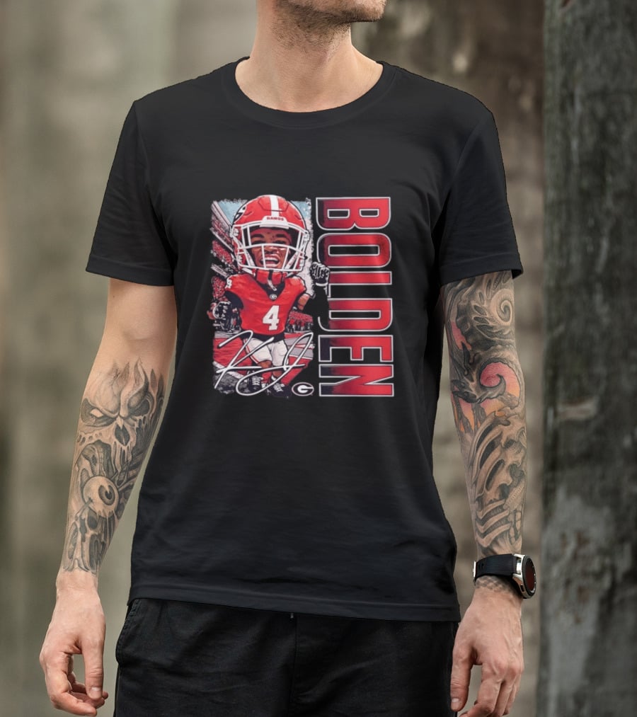 Georgia Bulldogs Football KJ Bolden No 4 Bobble Head Caricature T-Shirt