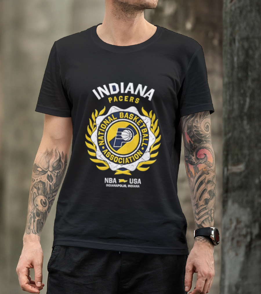 Indiana Pacers NBA National Basketball Association Laurel Wreath T-Shirt