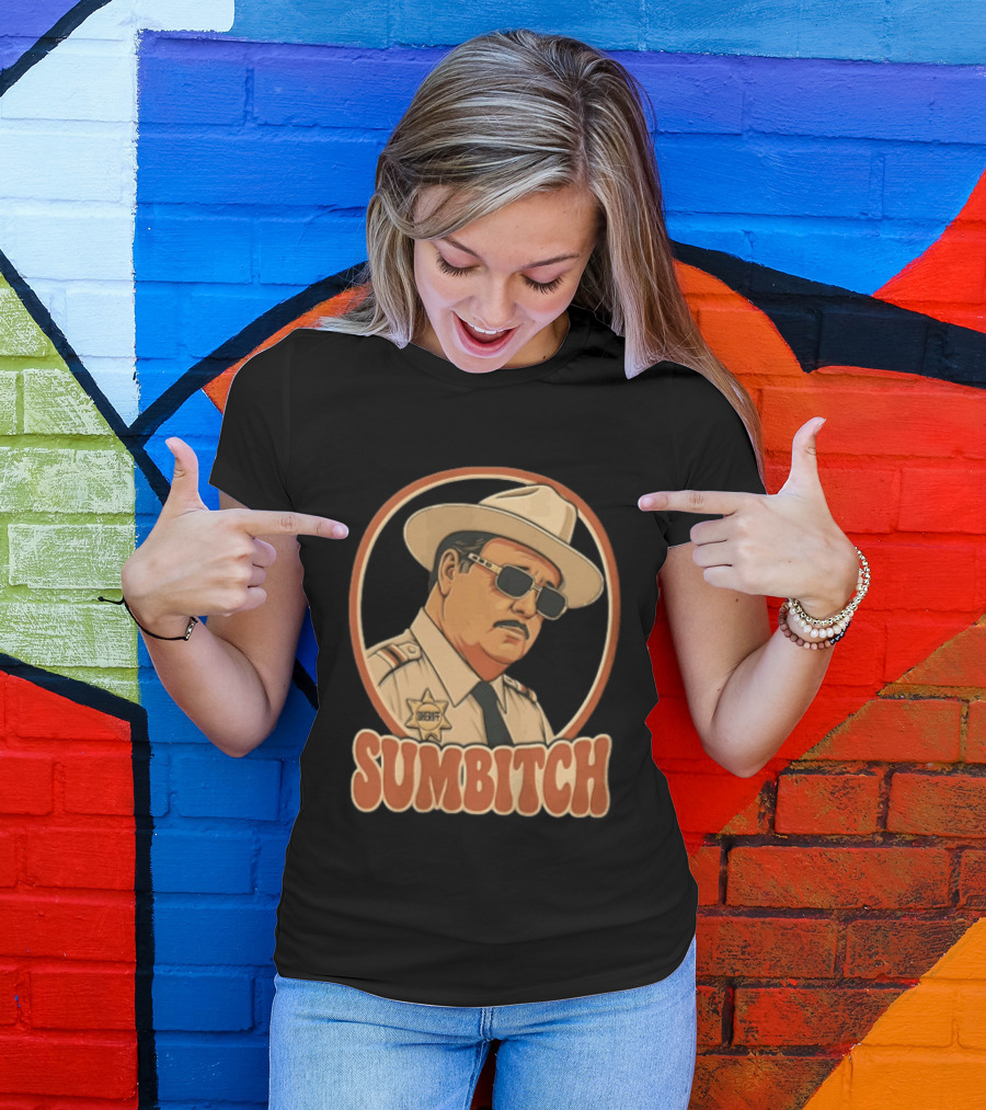 Sumbitch Sheriff Sunglasses Hat Cartoon T-Shirt
