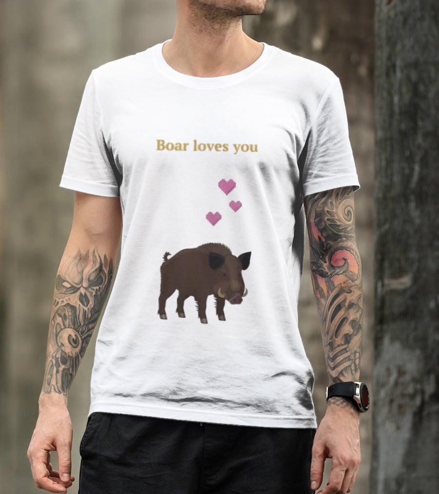 Boar Loves You With Pink Hearts T-Shirt
