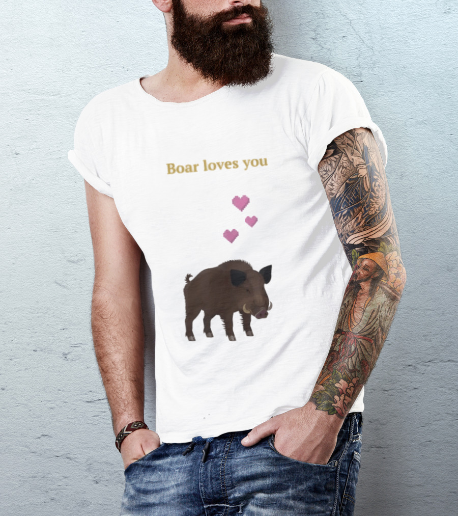 Boar Loves You With Pink Hearts T-Shirt