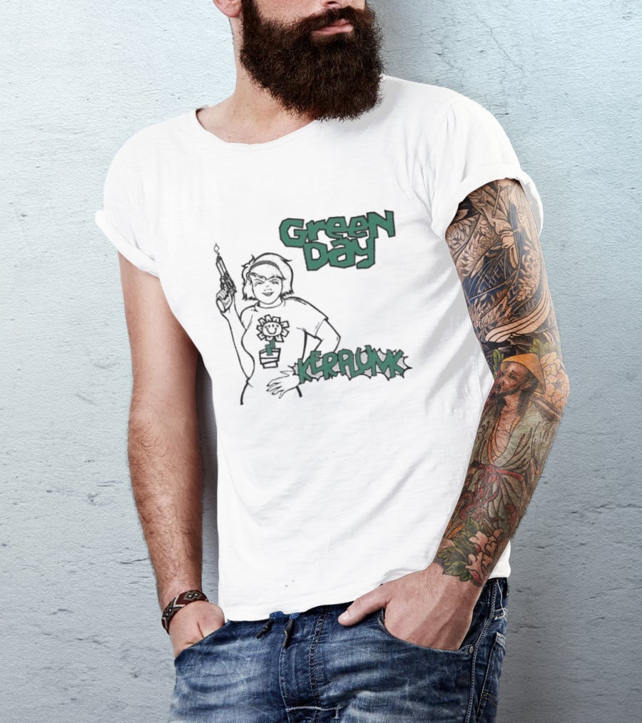 Green Day Kerplunk Vintage Character Holding Flower Pot T-Shirt