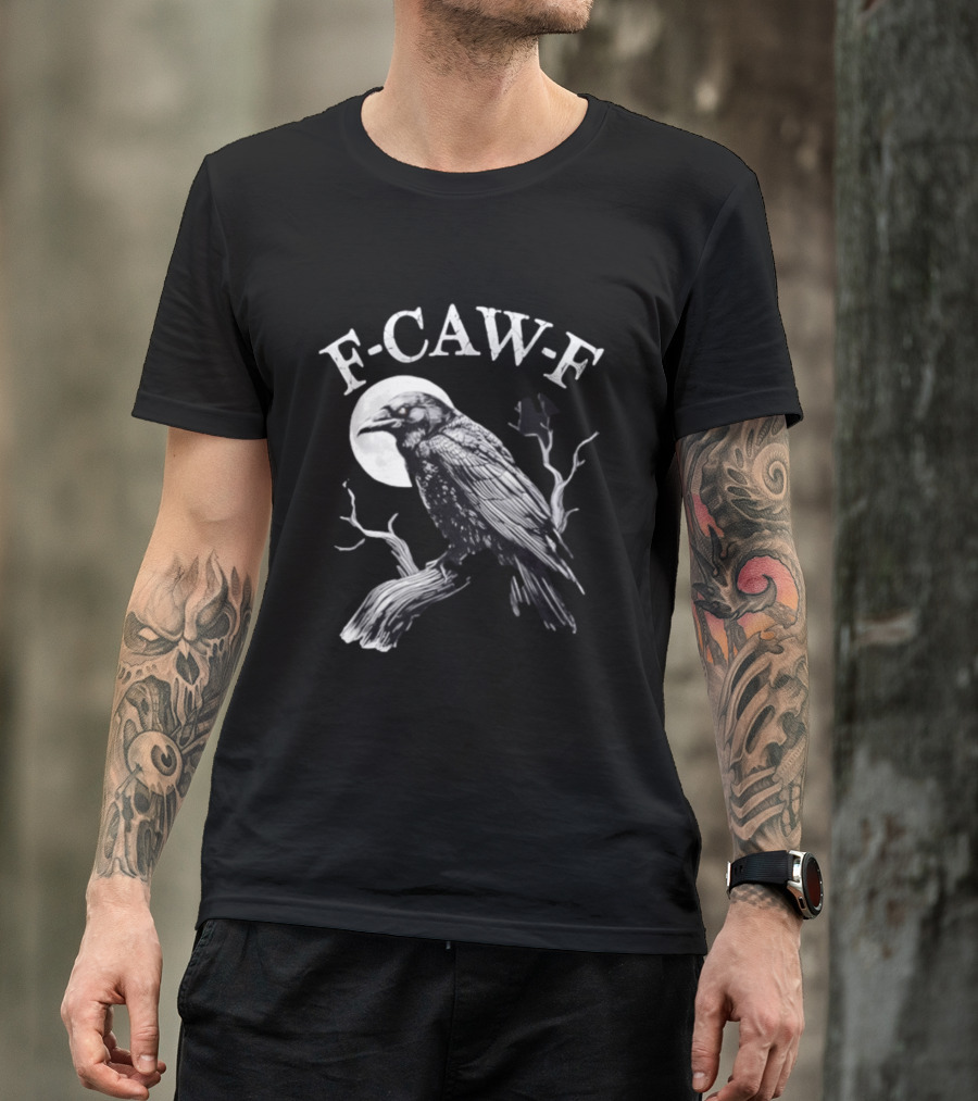 F Caw F Crow Halloween Moon Branches Ravens 2026 T-Shirt