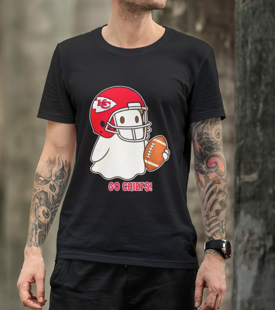 Kansas City Chiefs Go Chiefs Halloween Ghost Football Helmet T-Shirt