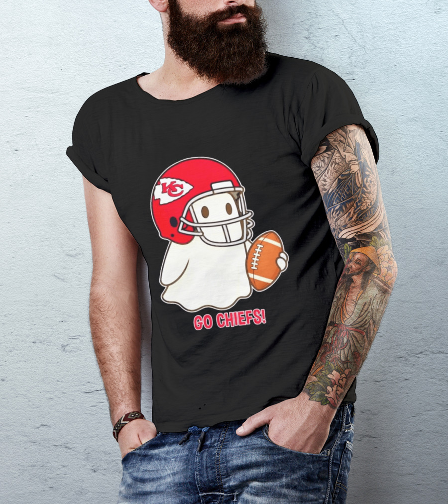 Kansas City Chiefs Go Chiefs Halloween Ghost Football Helmet T-Shirt