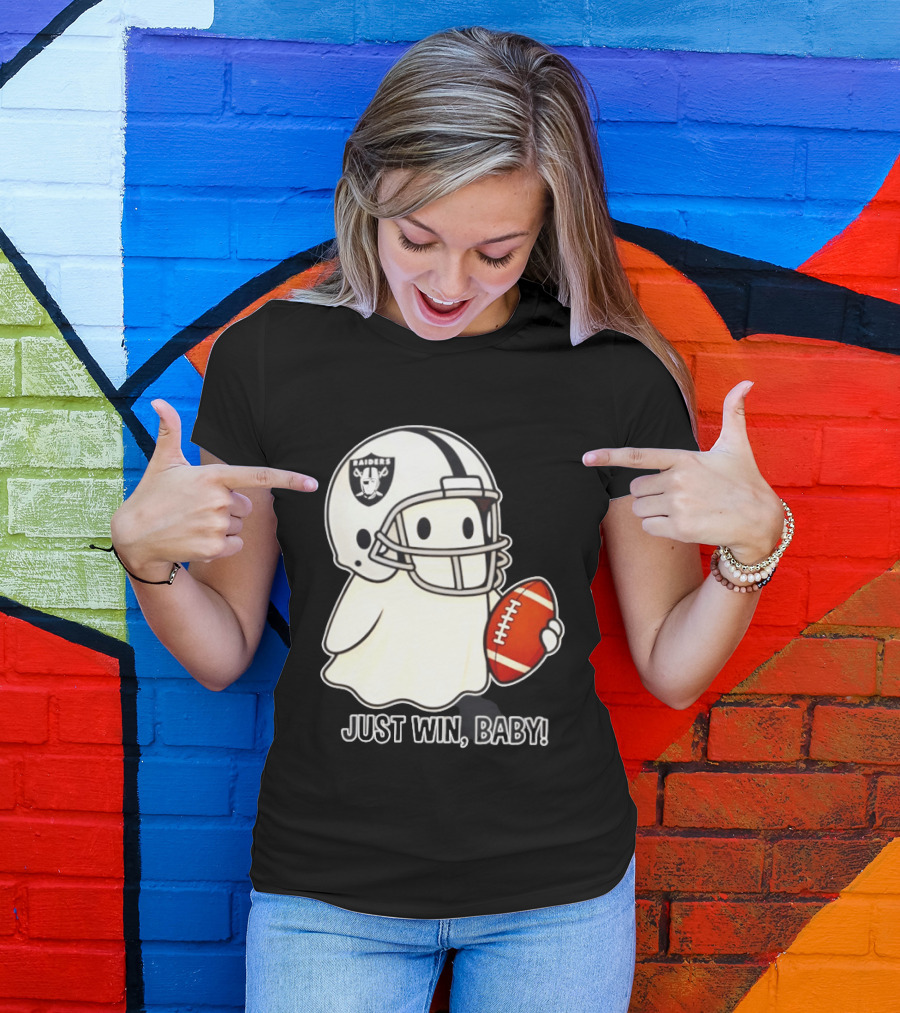 Las Vegas Raiders Just Win Baby Ghost Football Halloween 2026 T-Shirt