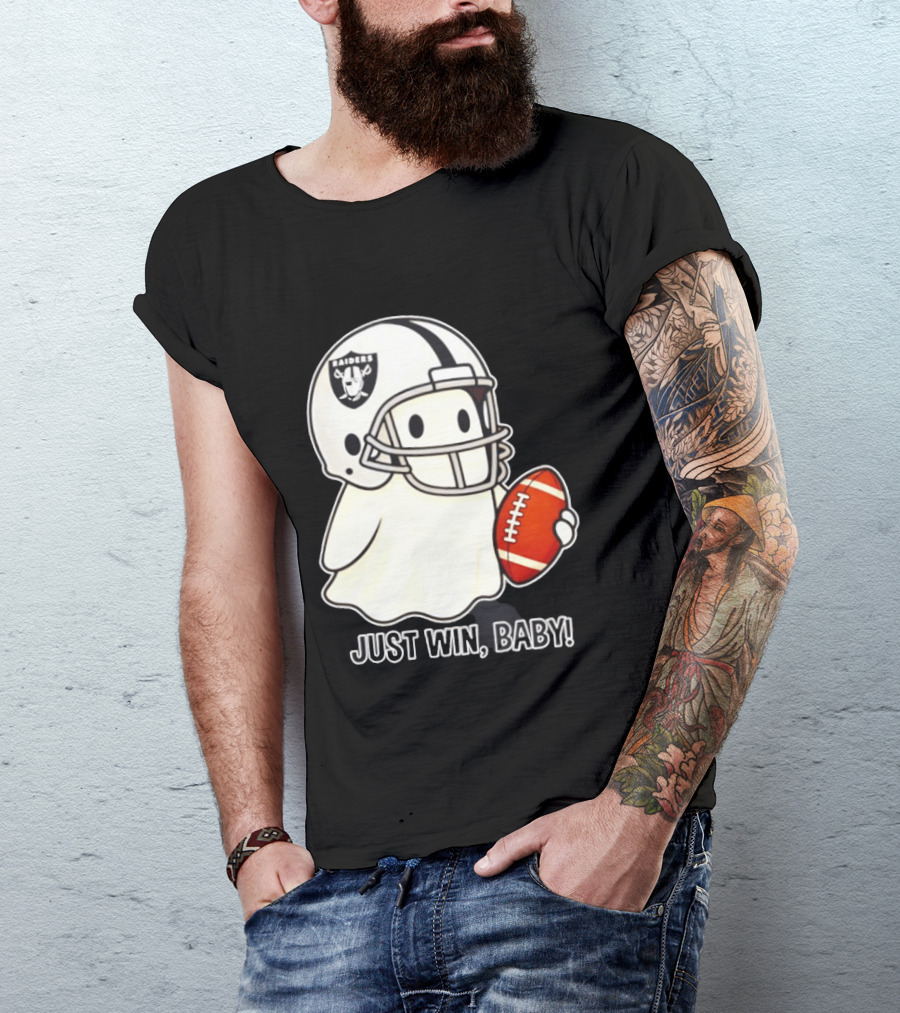 Las Vegas Raiders Just Win Baby Ghost Football Halloween 2026 T-Shirt