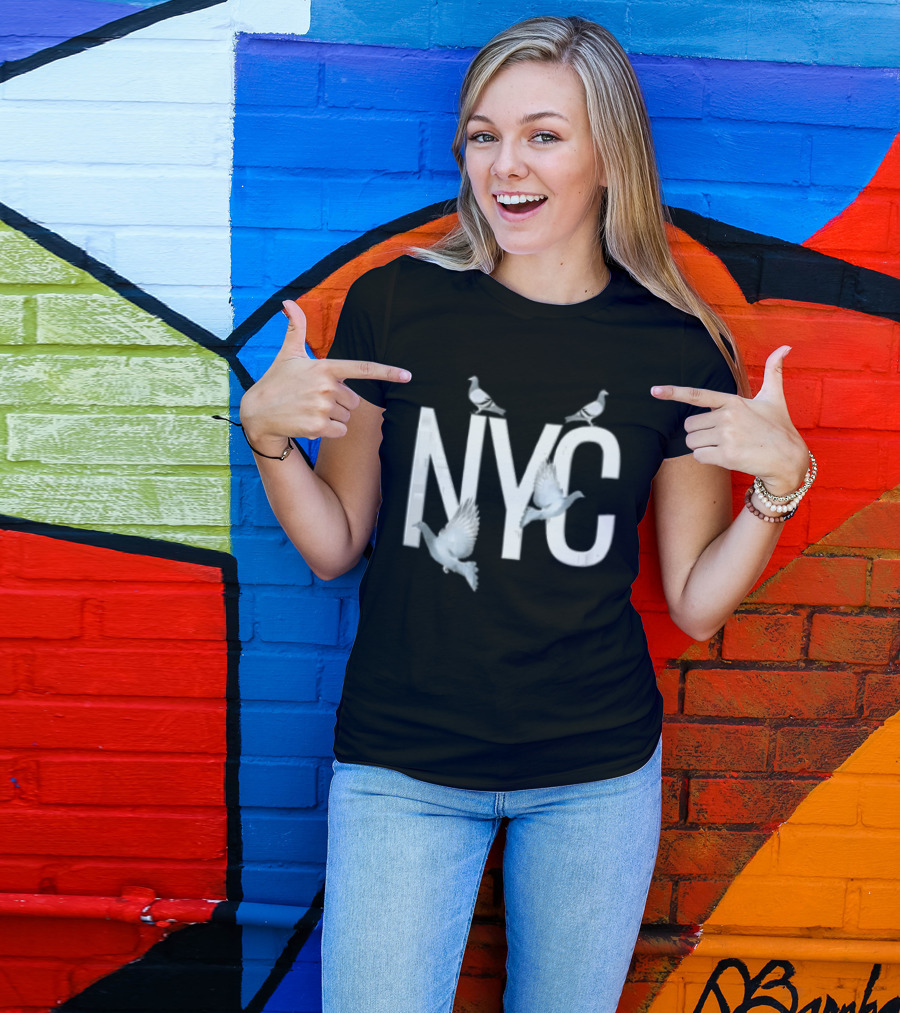 NYC Three Pigeons Flying Over T-Shirt