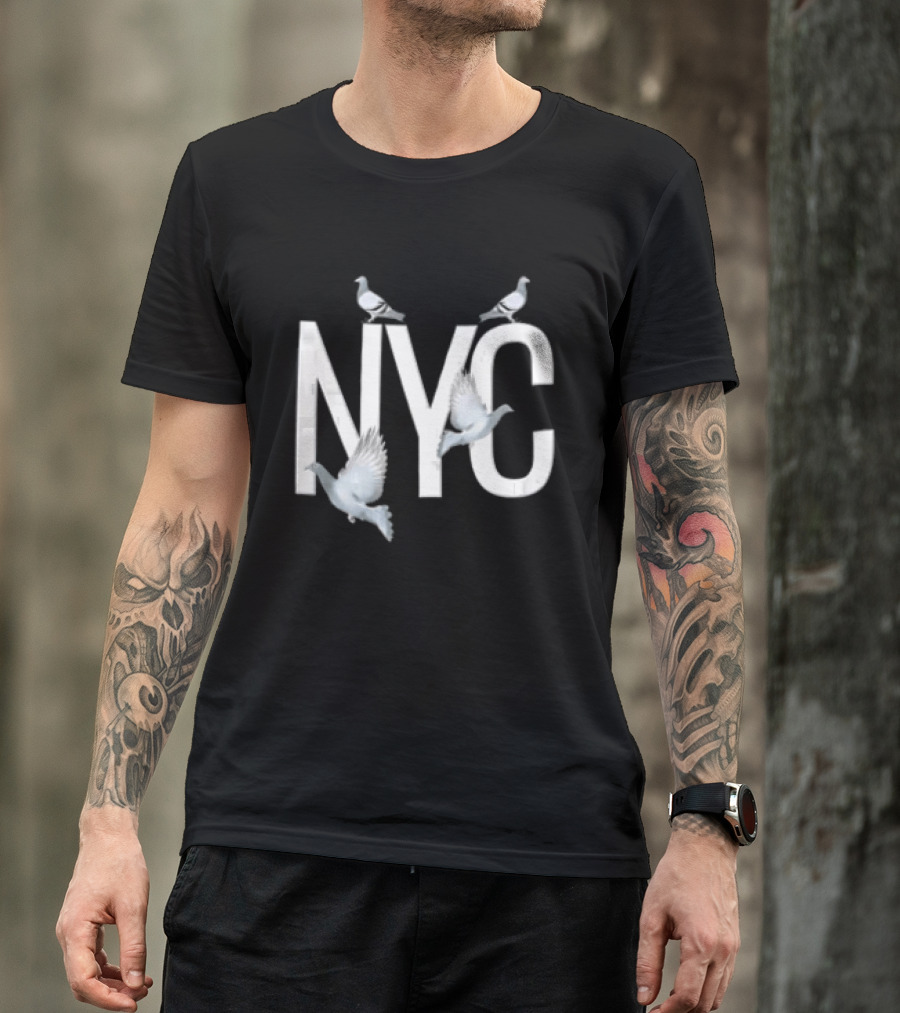NYC Three Pigeons Flying Over T-Shirt