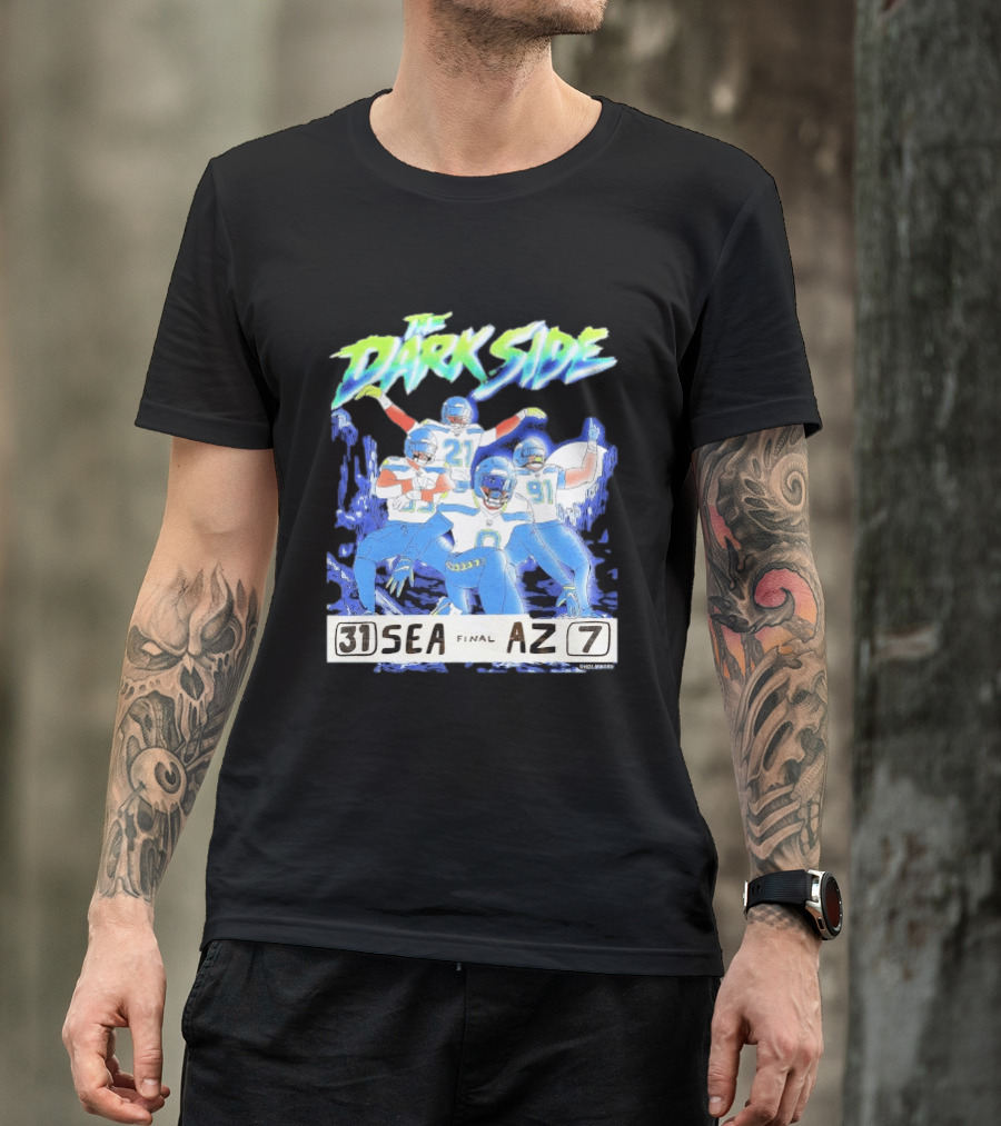 The Dark Side Seattle 31 Arizona 7 Final Score Players Celebration T-Shirt