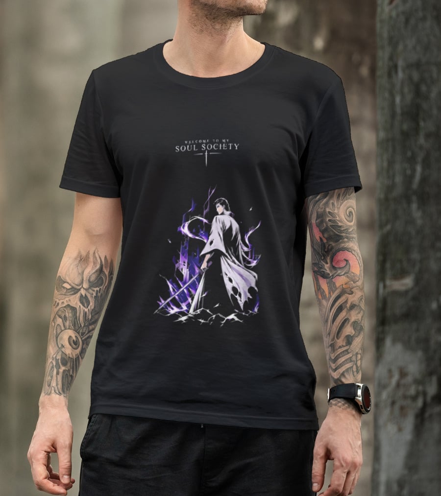 Sosuke Aizen Welcome To My Soul Society Sword Character Purple Aura T-Shirt