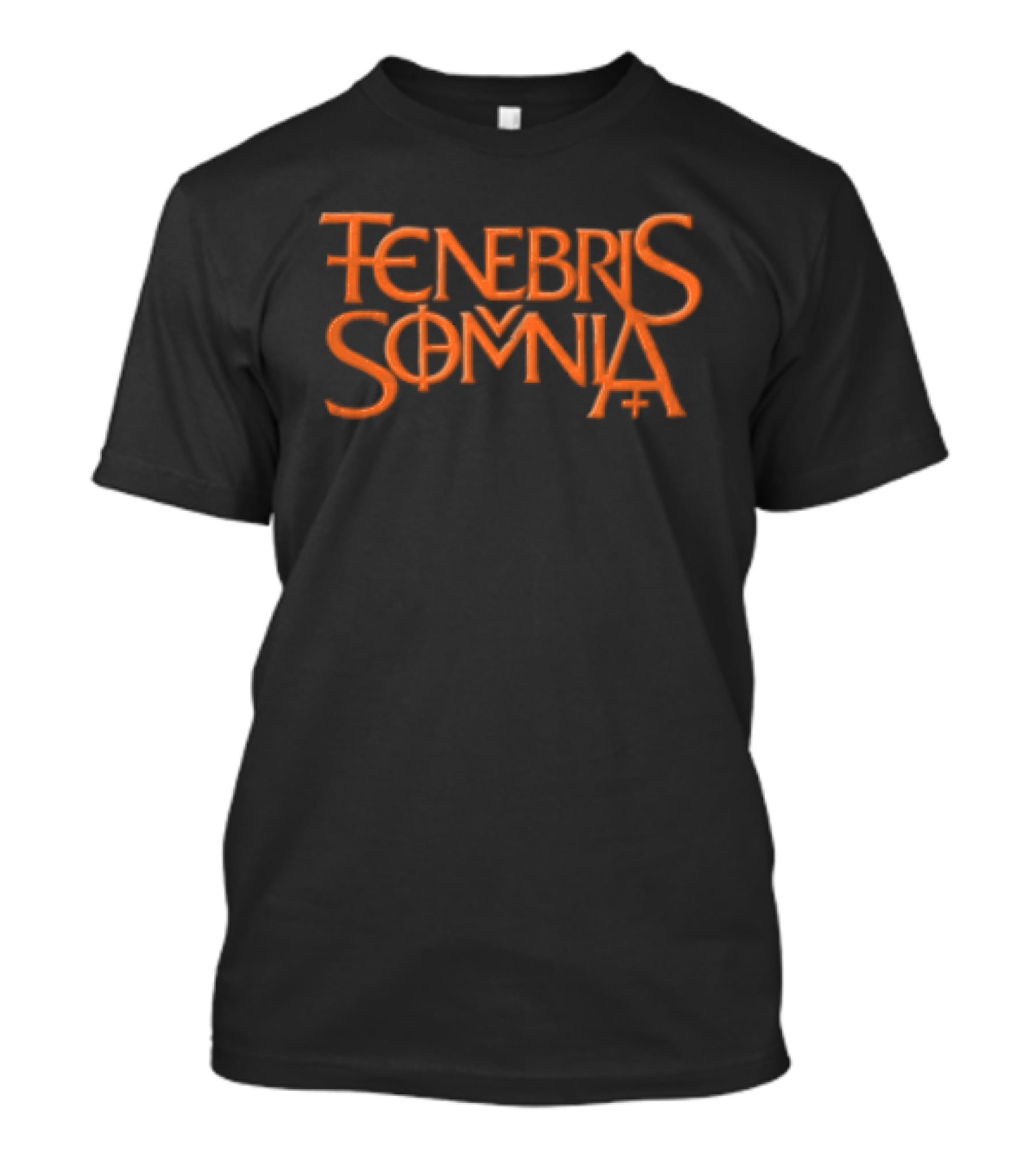 Tenebris Somnia Orange Gothic Lettering Black T-Shirt