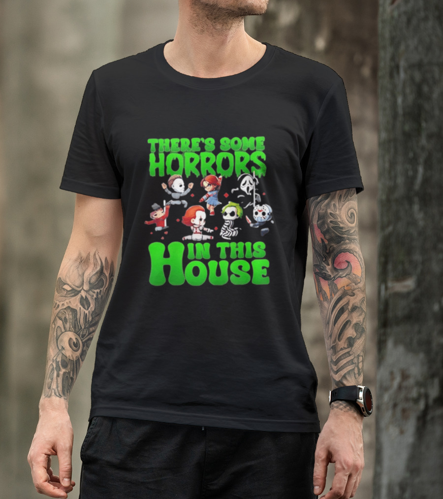 There's Some Horrors In This House Halloween Characters Dancing T-Shirt
