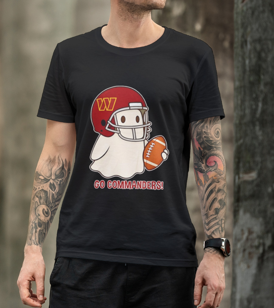 Washington Commanders Halloween Ghost Football Go Commanders 2026 T-Shirt