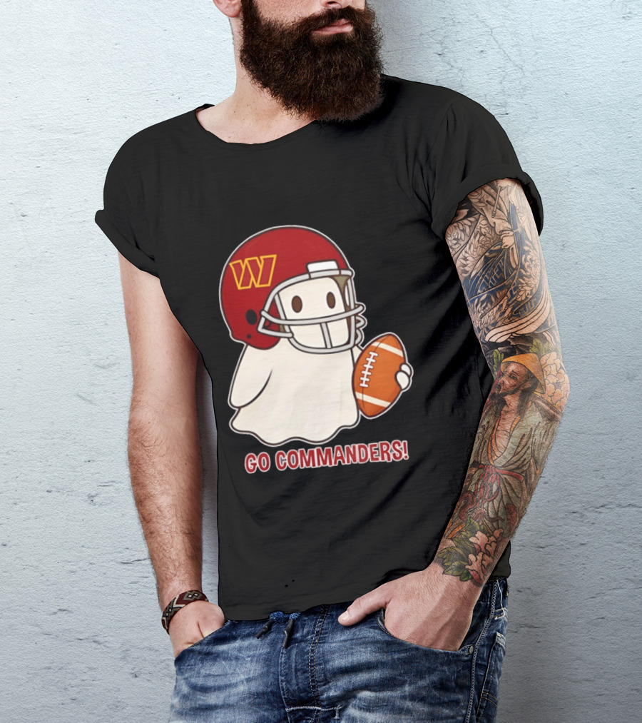 Washington Commanders Halloween Ghost Football Go Commanders 2026 T-Shirt