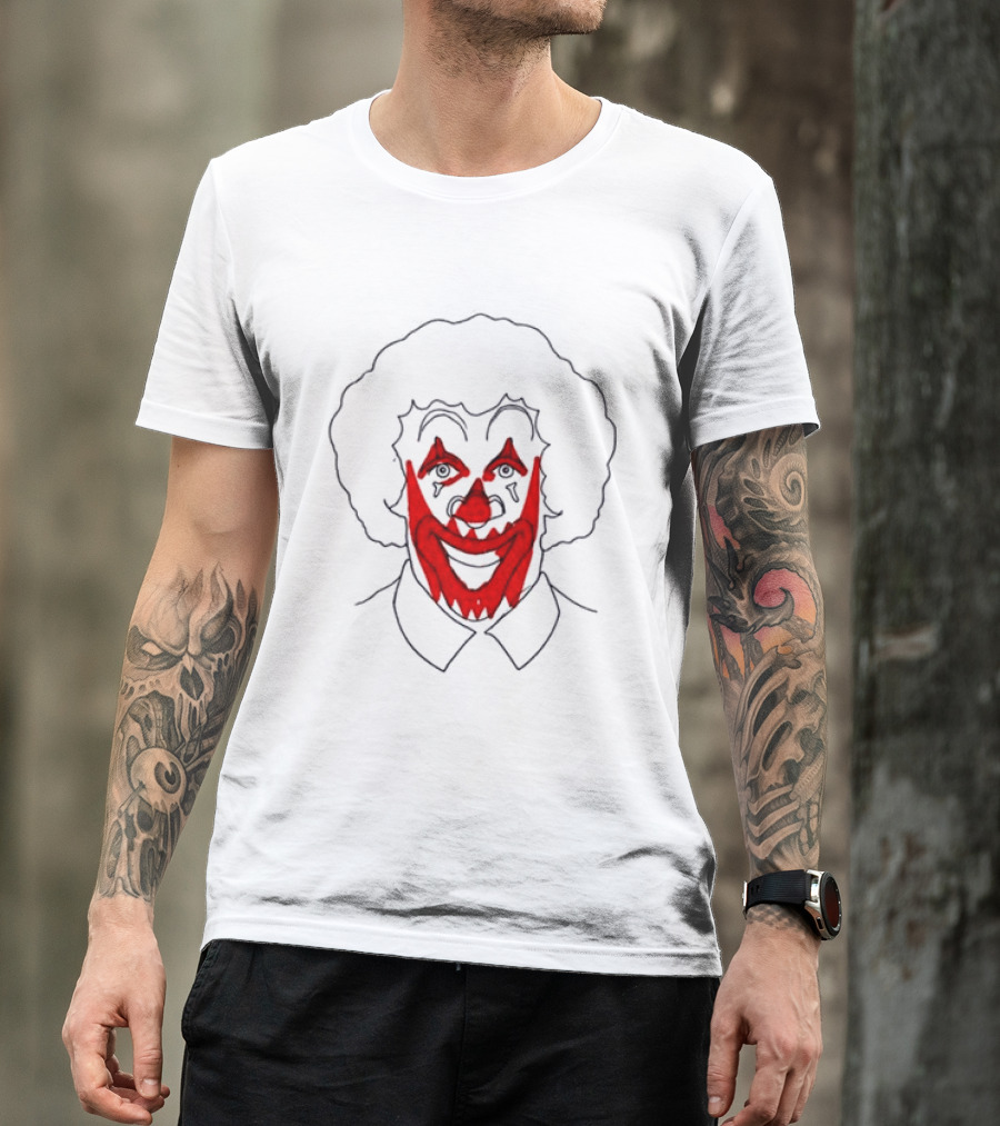 Asspizza Store Ronald Clown Face Drawing Red Lips White Collar T-Shirt