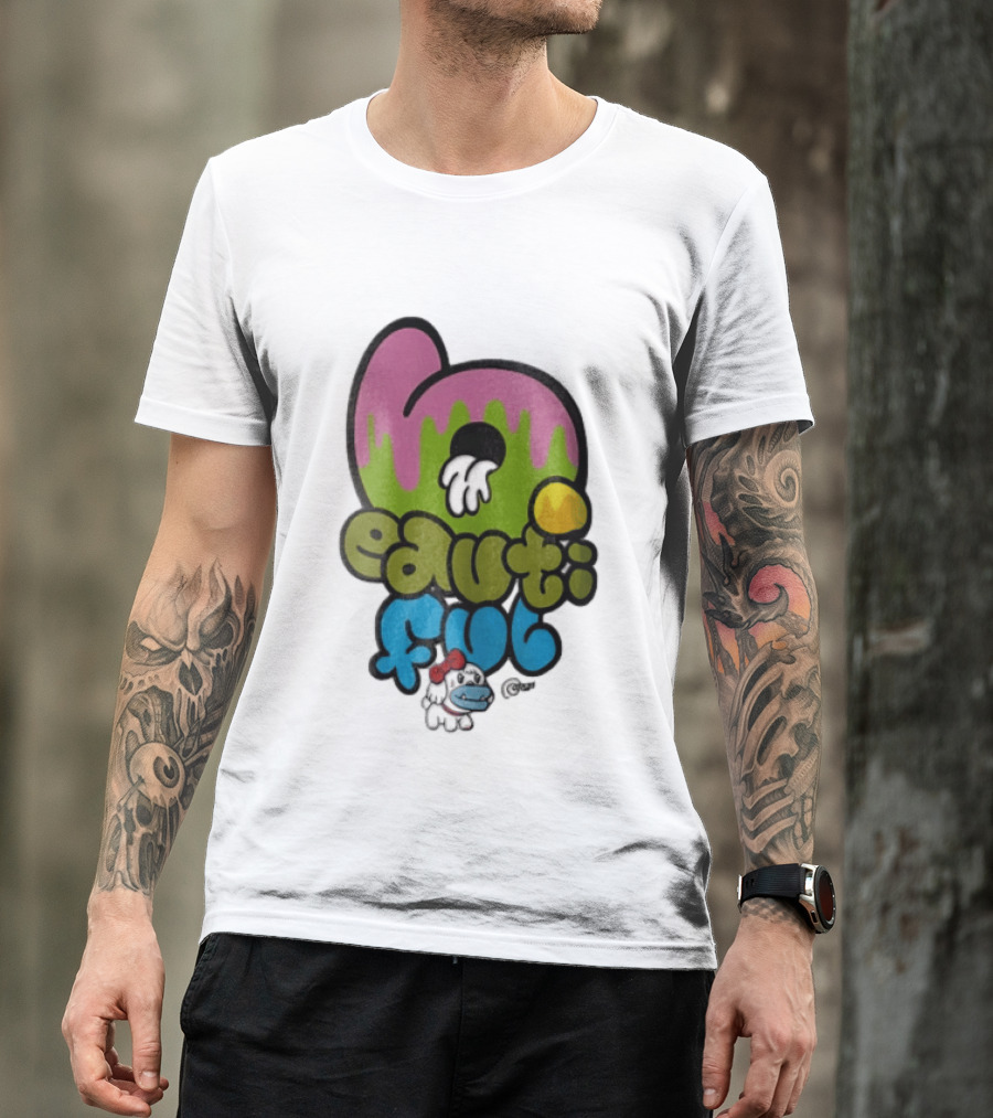 Beautiful Graffiti Lettering Dripping Paint Cartoon Dog With Spray Can T-Shirt
