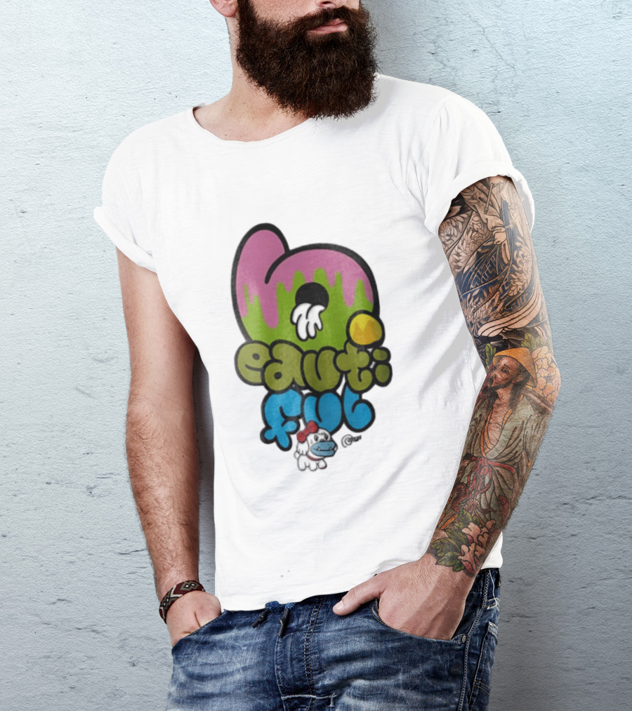 Beautiful Graffiti Lettering Dripping Paint Cartoon Dog With Spray Can T-Shirt