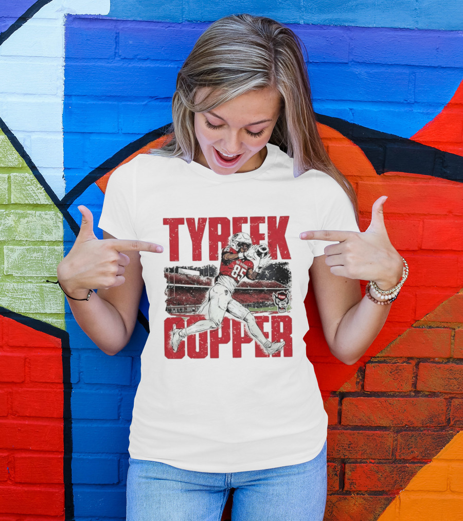 NCAA Football NC State Wolfpack Tyreek Copper Catching Highlight Caricature T-Shirt