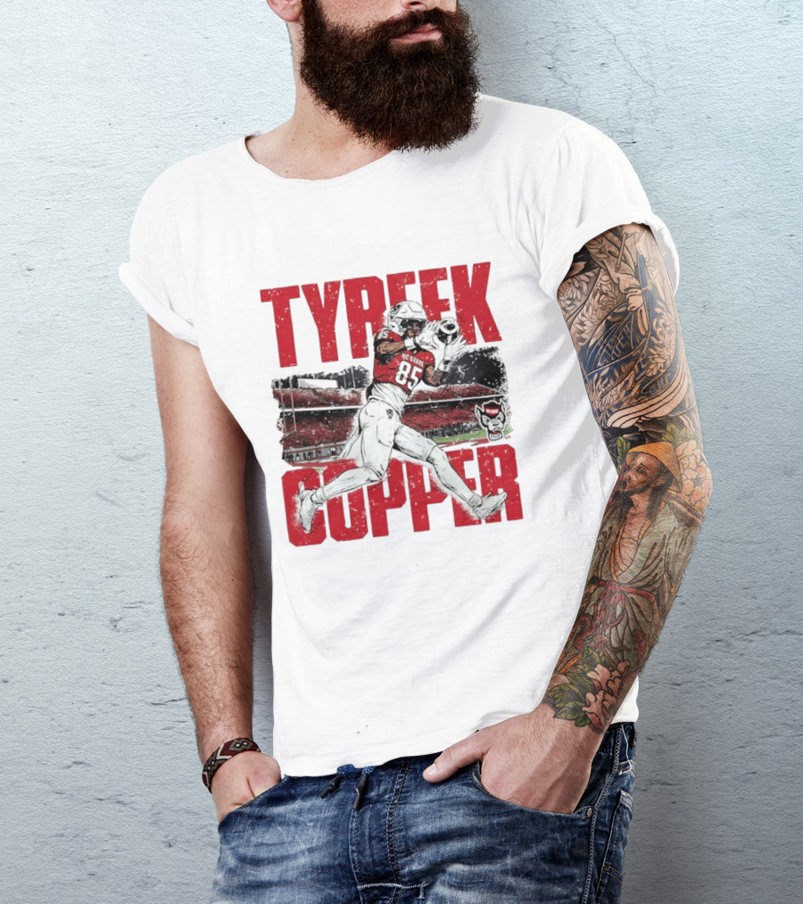 NCAA Football NC State Wolfpack Tyreek Copper Catching Highlight Caricature T-Shirt