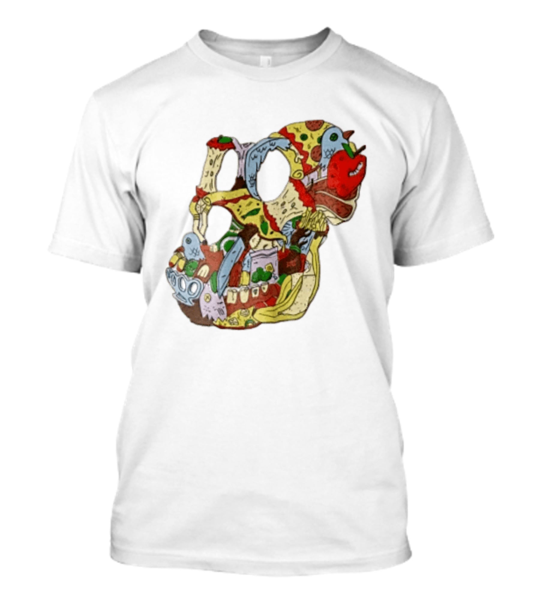Skull Created From Pizza Burger And Fast Food T-Shirt