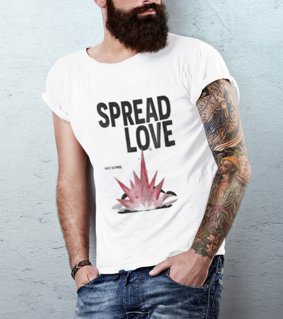 Spread Love NOT Bombs Pink Explosion Hearts T-Shirt