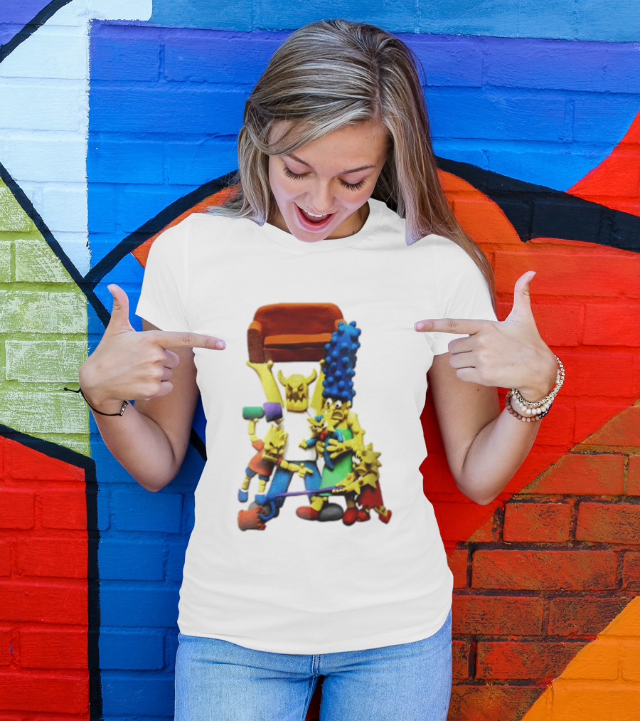 The Simpsons Claymation Family Couch Posing Scene T-Shirt