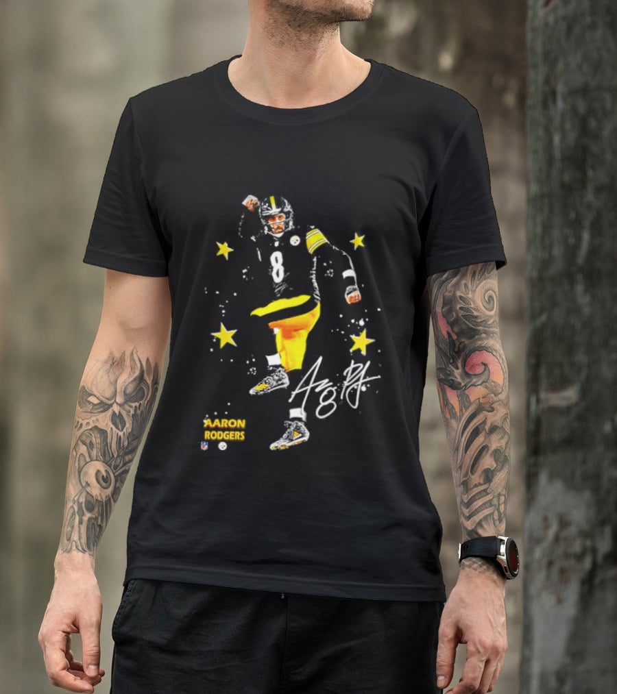 Aaron Rodgers Pittsburgh Steelers King Of The North Yellow Stars Signature T-Shirt