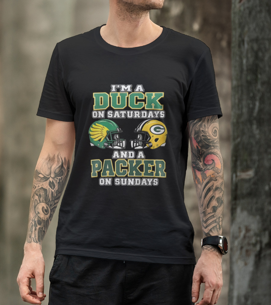 I'm A Duck On Saturdays And A Packer On Sundays Football Helmets T-Shirt