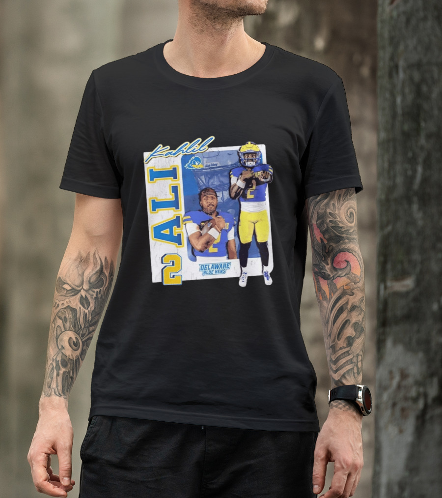 Kahlil Ali Delaware Blue Hens Football No 2 Collage T-Shirt