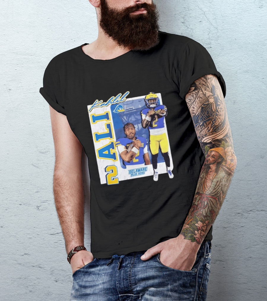 Kahlil Ali Delaware Blue Hens Football No 2 Collage T-Shirt