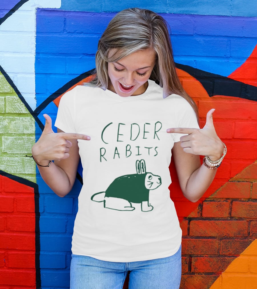 Cedar Rapids Ceder Rabits Playful Drawing T-Shirt