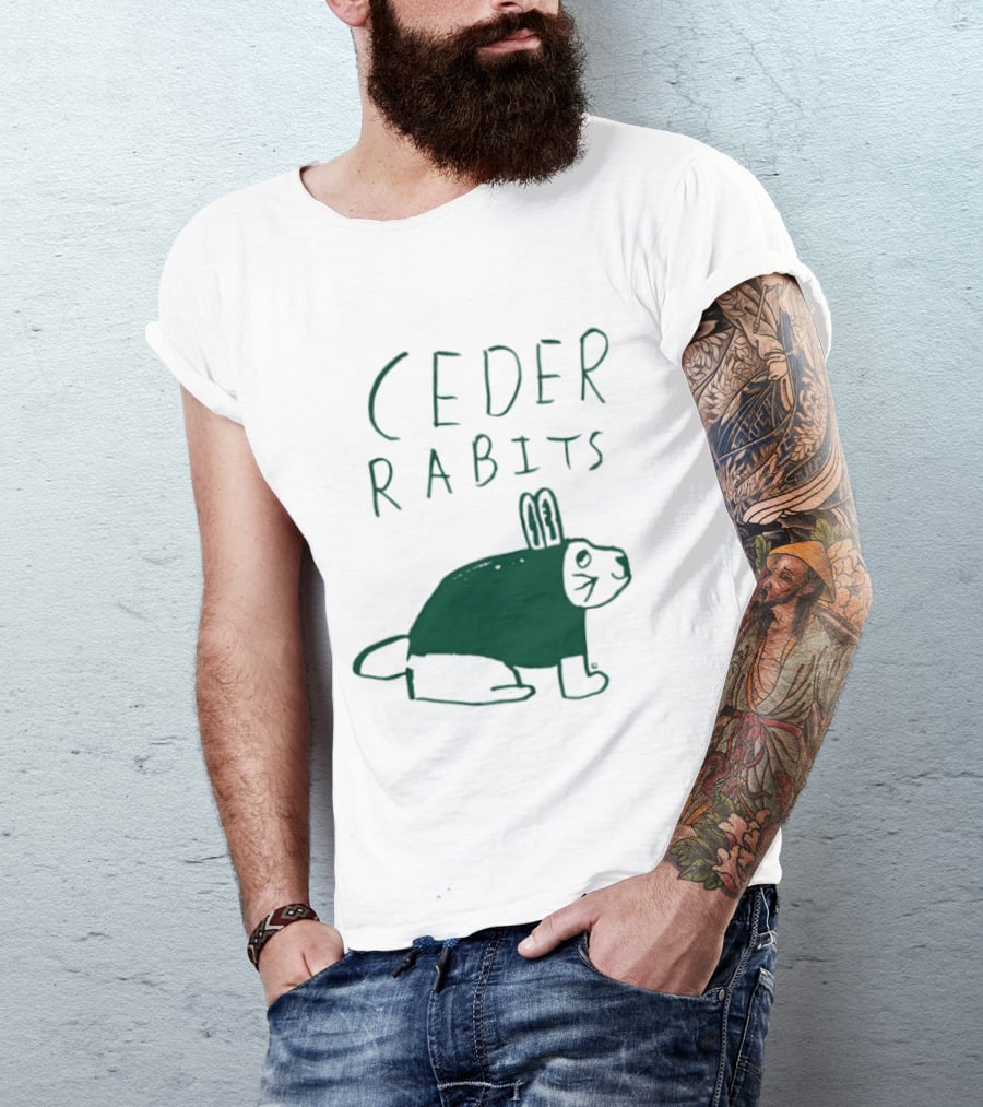 Cedar Rapids Ceder Rabits Playful Drawing T-Shirt