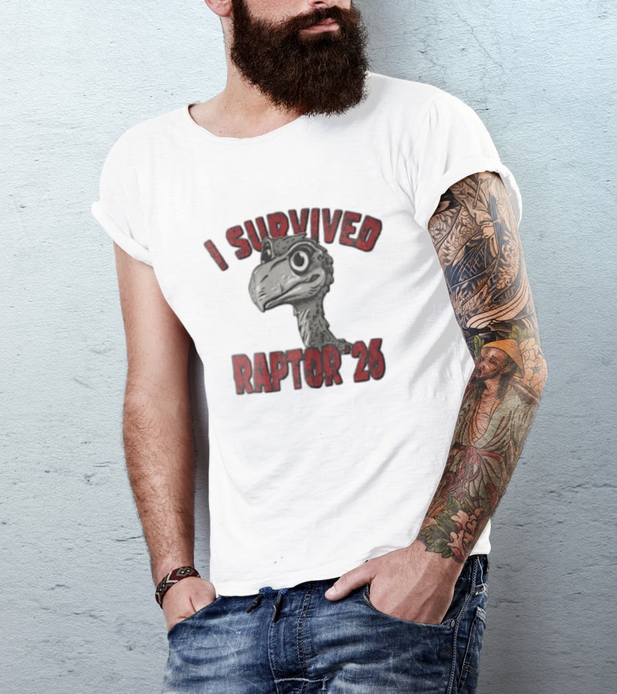 I Survived Raptor 26 Cartoon Dinosaur Head T-Shirt