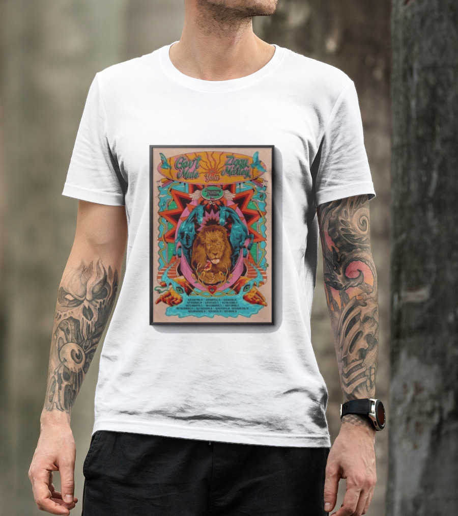 Gov't Mule Ziggy Marley Yola Dreaming The Same Dream Tour 2026 Lion Art And Dates T-Shirt