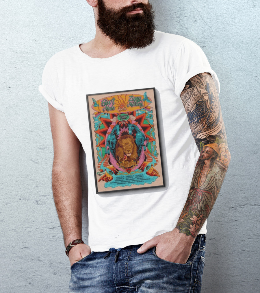 Gov't Mule Ziggy Marley Yola Dreaming The Same Dream Tour 2026 Lion Art And Dates T-Shirt