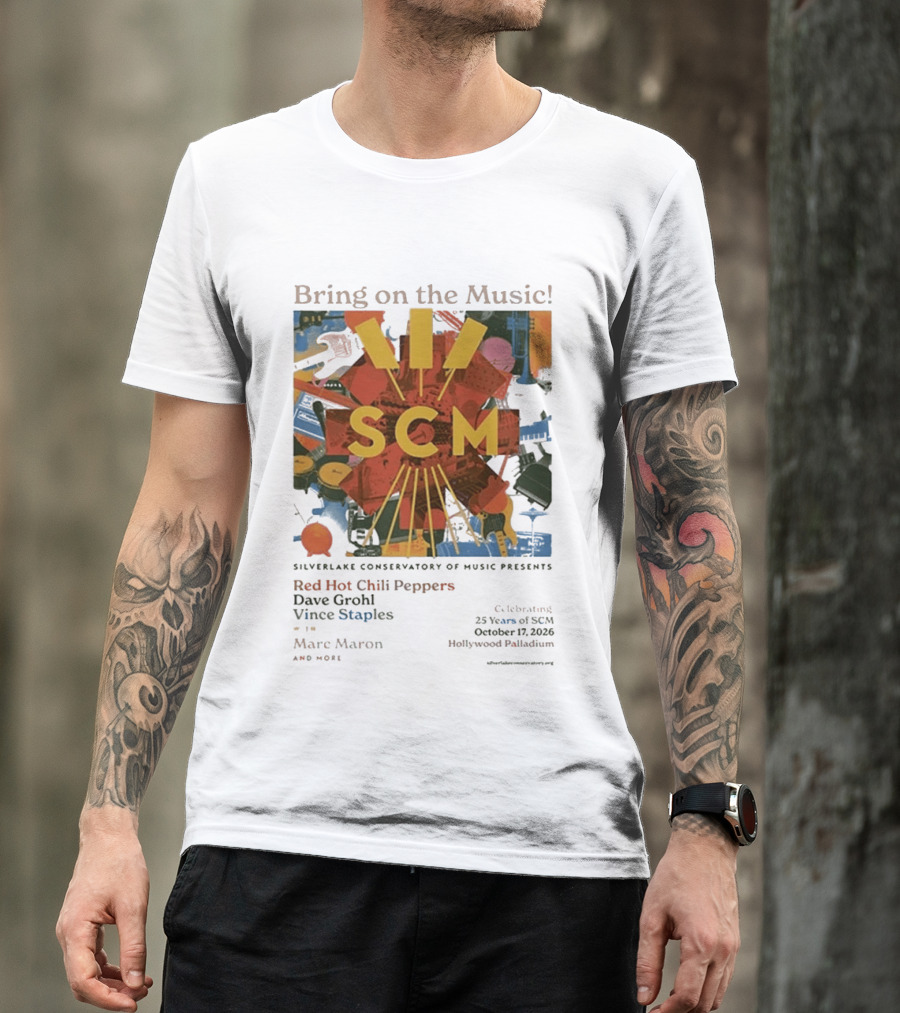 Bring On The Music Silverlake Conservatory Red Hot Chili Peppers Dave Grohl Vince Staples Event October 17 2026 Hollywood Palladium T-Shirt
